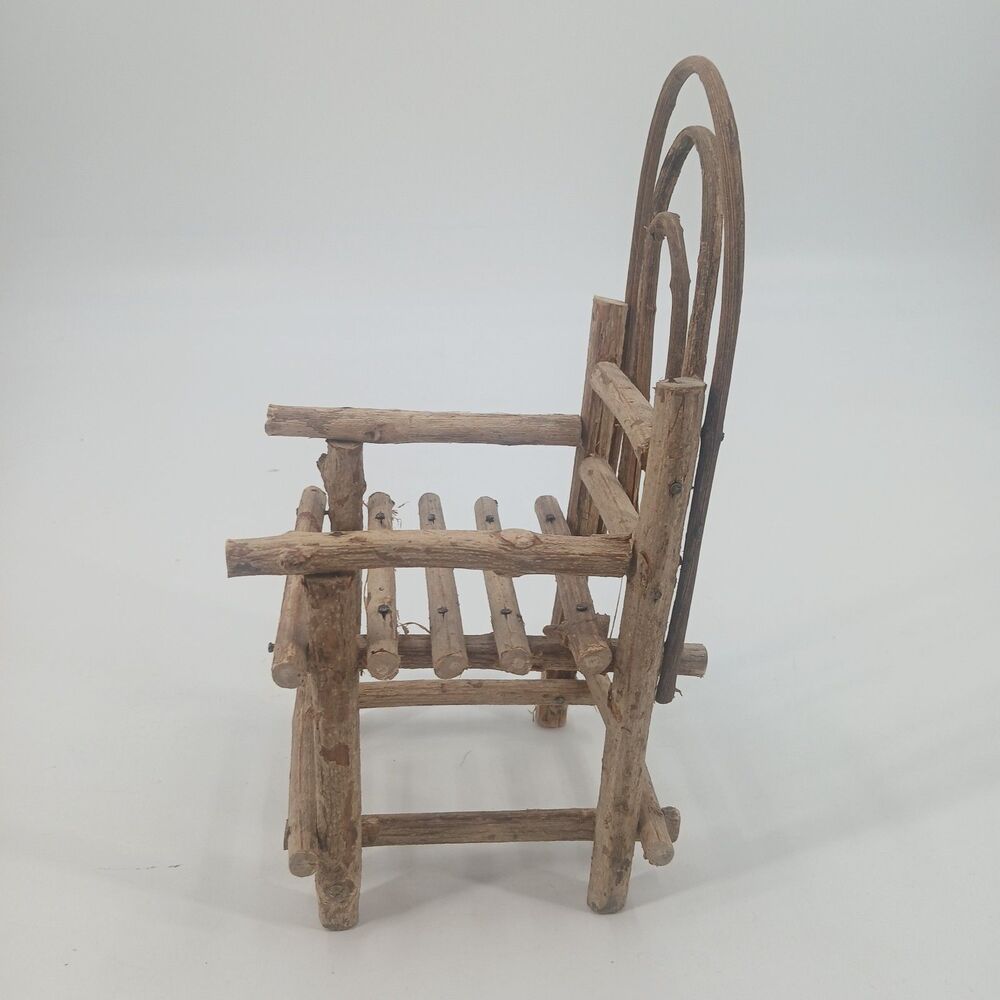 Vintage Miniature Wicker Peacock Chair Furniture Boho Accent plant stand